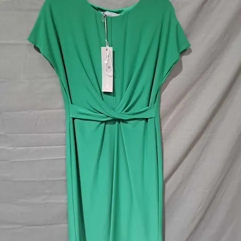 MICHAELA LOUISA FORMAL DRESS WITH TIE FRONT GREEN SIZE 8