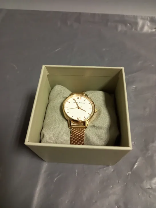 OLIVIA BURTON WHITE DIAL ROSE GOLD MESH STRAP WATCH