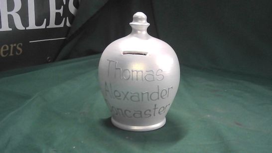 PERSONALISED SILVER PIGGY BANK 