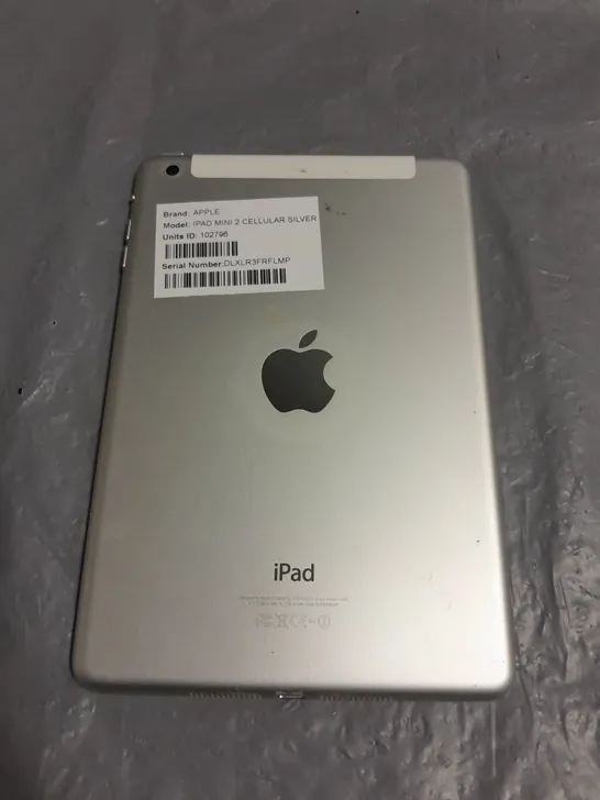 UNBOXED APPLE IPAD MINI 2 CELLULAR IN SILVER - A1490