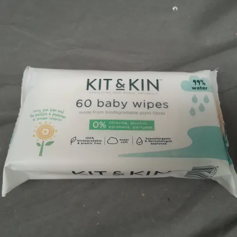 APPROXIMATELY 10 PACKS OF 60 KIT & KIN BABY WIPES 