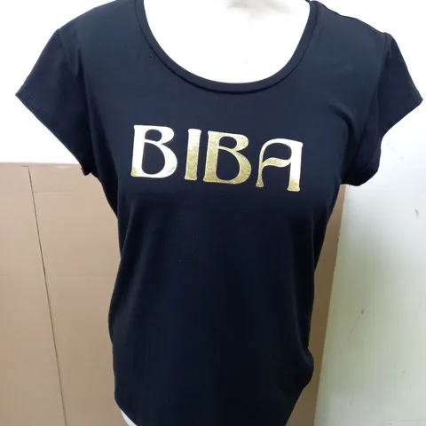 BIBA LOGO T-SHIRT BLACK SIZE 10 