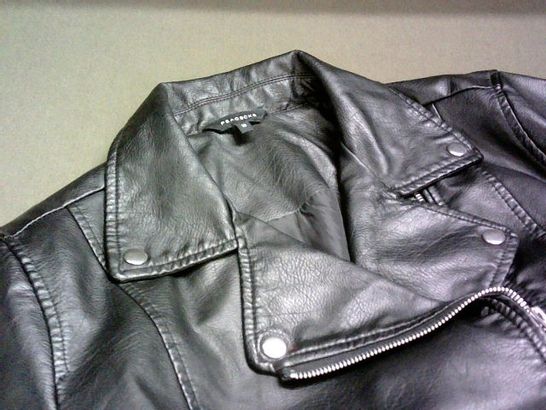 PEACOCKS BLACK LEATHER LOOK JACKET - 16