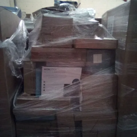 PALLET OF ASSORTED ITEMS INCLUDING MONCOOK DOUBLE AIR FRYER, CHOCOLATE FOUNTAIN, STAND MIXER, ANTI-BACTERIAL TOILET SEAT