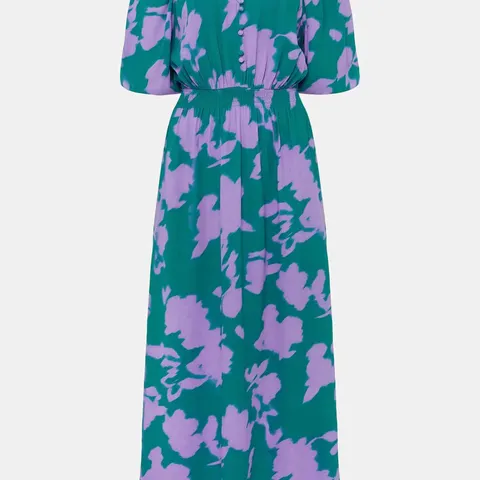 PHASE EIGHT PIPPA MIDI DRESS IN GREEN/PURPLE SIZE 12