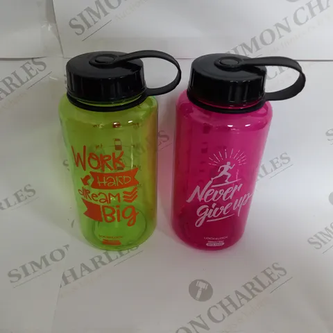 PAIR OF WATER BOTTLES IN PINK AND YELLOW 