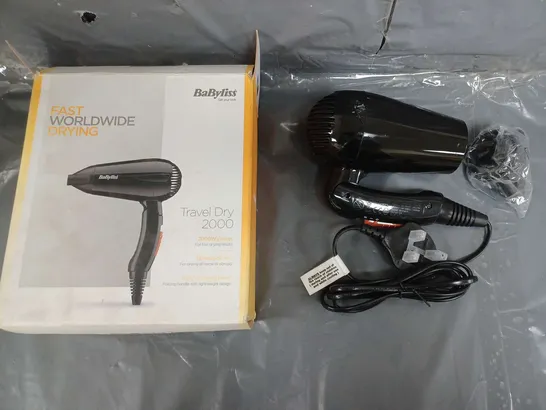 BOXED BABYLISS FAST WORLDWIDE DRYING - TRAVEL DRY 2000