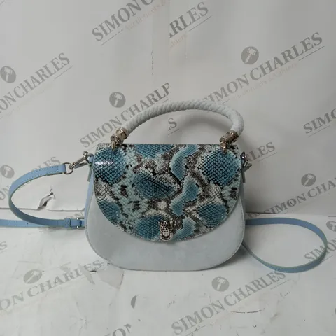 MODA IN PELLE HAND BAG - BLUE. 