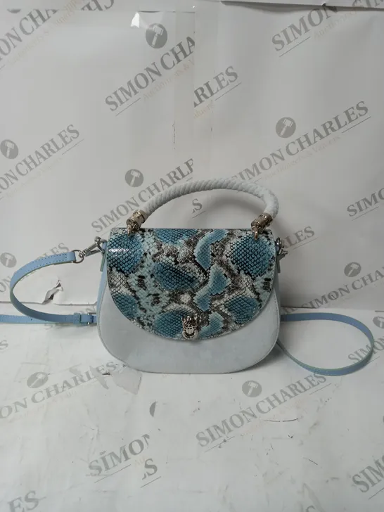 MODA IN PELLE HAND BAG - BLUE. 