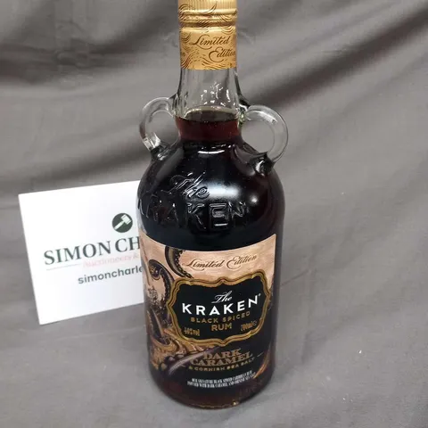 THE KRAKEN BLACK SPICED RUM LIMITED EDITION DARK CARAMEL AND CORNISH SEA SALT 40%VOL 700ML