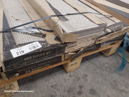 PALLET OF APPROXIMATELY 42 PEECAN GRIS TILES EACH 23.3 × 120cm TOTAL 17 sq m1