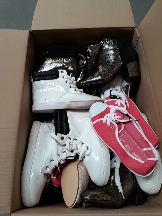 APPROXIMATELY 15 PAIRS OF LADIES SHOES. ASSORTED SIZES, COLOURS AND STYLES