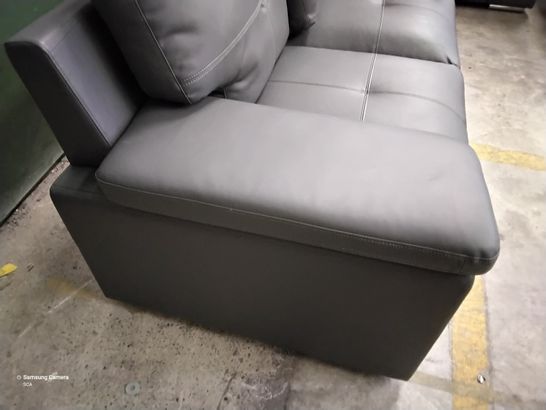 DESIGNER GREY FAUX LEATHER FIXED TWO SEATER SOFA ON CHROME FEET 