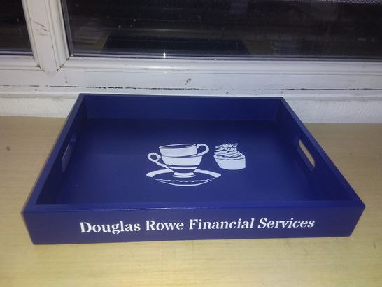 BLUE PERSONALISED TEA AND SNACK TRAY