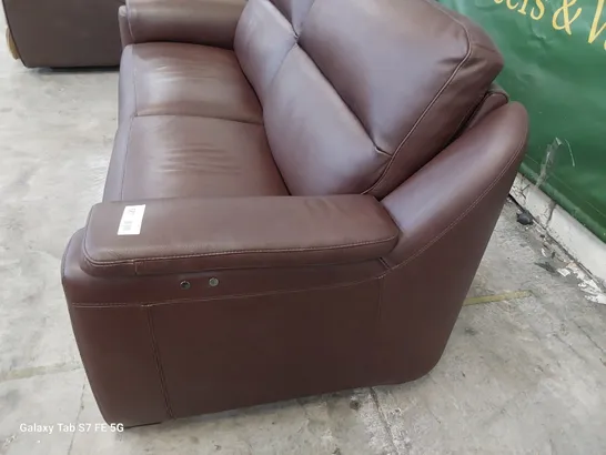 QUALITY ITALIAN DESIGNER POWER RECLINING PARMA THREE SEATER SOFA BROWN LEATHER 