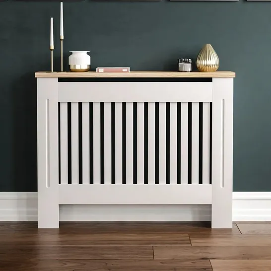 BOXED BEACONSFIELD ARLINGTON RADIATOR COVER 83 X 172 X 19CM - GREY/OAK