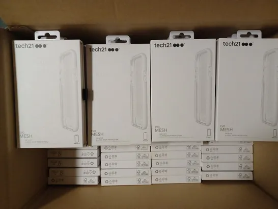 LOT OF APPROXIMATELY 87 BRAND NEW BOXED TECH 21 EVO MESH CASE WITH 9.9FT 3-LAYER DROP PROTECTION FOR IPHONE X T21-5901 CLEAR/WHITE