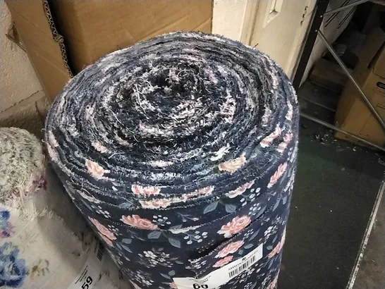 ROLL OF NAVY PATTERNED LINEN 