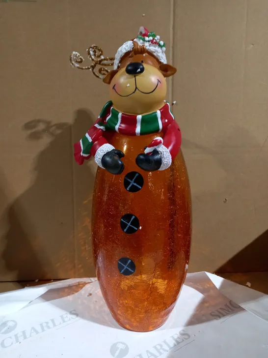 FESTIVE PRE-LIT LARGE GLASS CHRISTMAS CHARACTER - REINDEER