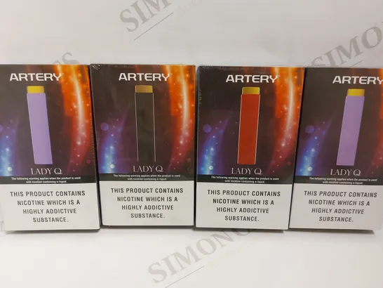 BOX OF 4 SEALED ARTERY LADY Q VAPING STICKS IN ASSORTED COLOURS