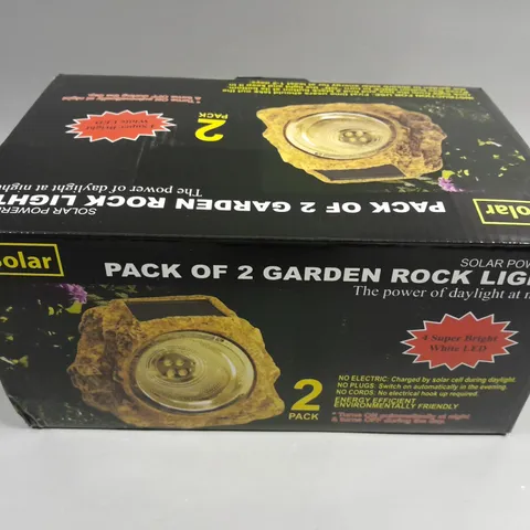 BOXED ISOLAR PACK OF 2 GARDEN ROCK LIGHTS