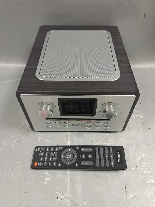 BOXED MAJORITY HOMERTON 2 SMART INTERNET RADIO DAB+ CD PLAYER IN BLACK WOOD/SILVER