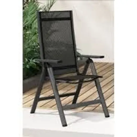 BOXED COSTWAY PATIO FOLDING LIGHTWEIGHT DINING CHAIRS WITH 7-POSITION ADJUSTABLE HIGH BACKREST - BLACK