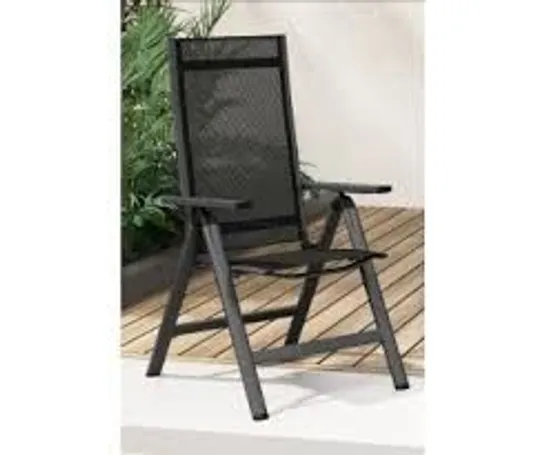 BOXED COSTWAY PATIO FOLDING LIGHTWEIGHT DINING CHAIRS WITH 7-POSITION ADJUSTABLE HIGH BACKREST - BLACK