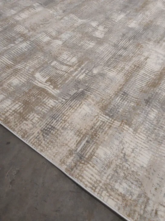 RUSH ABSTRACT MACHINE WOVEN GREY/BEIGE RUG // SIZE: 240 X 305cm