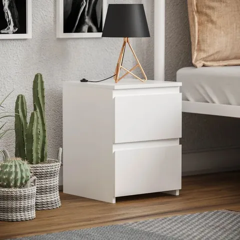 BOXED CUNHA MANUFACTURED WOOD BEDSIDE TABLE 