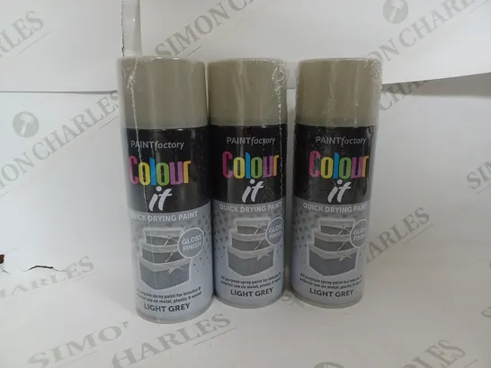 BOX OF 12 PAINTFACTORY COLOUR IT QUICK DRYING PAINT IN LIGHT GREY