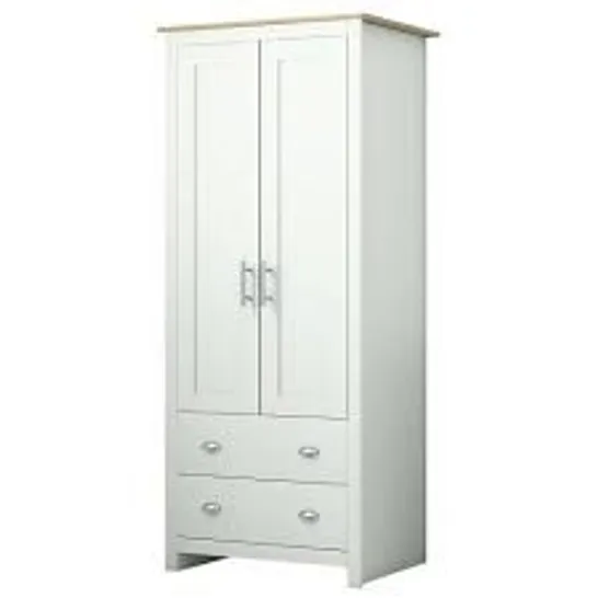 WESTBURY 2 DOOR COMBI WARDROBE COLOUR: CREAM ON OAK (2 BOXES)