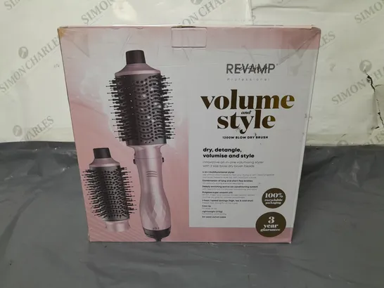 BOXED REVAMP PROFESSIONAL VOLUME AND STYLE 1200W BLOW DRY BRUSH INNOVATIVE ALL IN ONE VOLUMISING STYLER