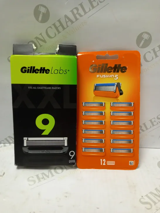 LOT OF 2 GILETTE PRODUCTS TO INCLUDE LABS RAZOR BLADES PACK & FUSION5 BLADES PACK 