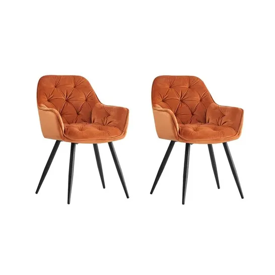 BOXED RUNGE VELVET ARMCHAIRS, ORANGE - SET OF 2 (1 BOX)