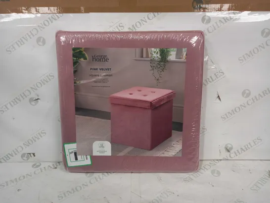 GEORGE HOME PINK VELVET SQUARE OTTOMAN