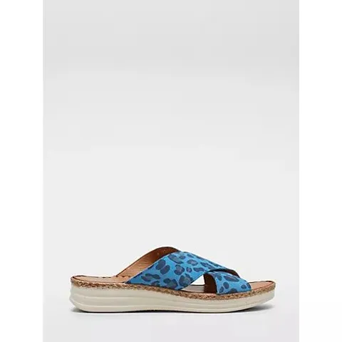 ADESSO BAMBAM PRINTED SUEDE WRAP SANDAL IN BLUE SIZE 7 