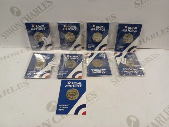 BOX TO CONTAIN APPROX. 17 X ASSORTED THE ROYAL AIR FORCE COMMEMORATIVE COINS. DESIGNS VARY 