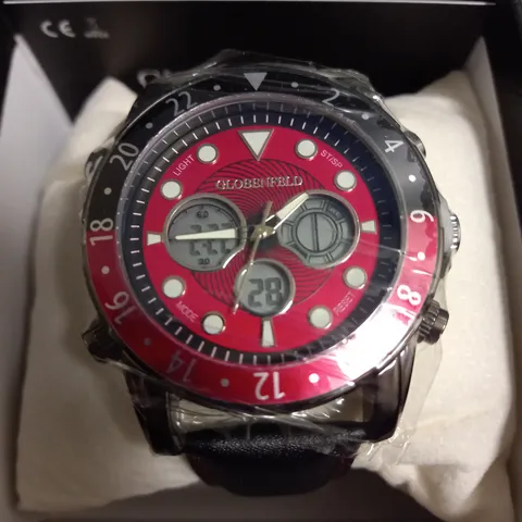 GLOBENFELD MIRAGE RED DIAL WATCH 