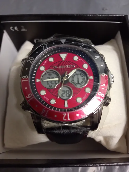 GLOBENFELD MIRAGE RED DIAL WATCH 