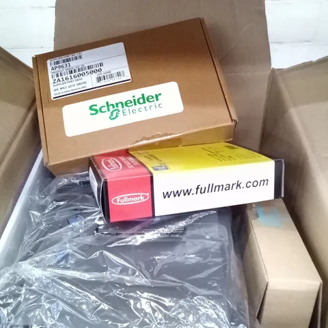 BOX OF OFFICE EQUIPMENT INCLUDING RECIEPT MACHINE, NETWORK EQUIPMENT AND PRINTER INK