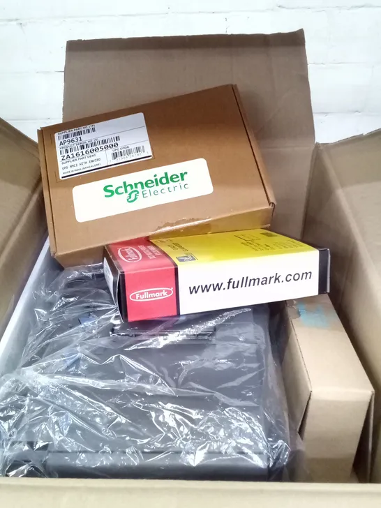 BOX OF OFFICE EQUIPMENT INCLUDING RECIEPT MACHINE, NETWORK EQUIPMENT AND PRINTER INK