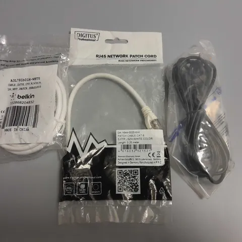 LOT OF 3 ASSORTED CABLES TO INCLUDE RJ45 NETWORK PATCH CORDS