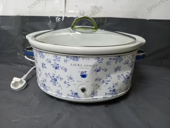 LAURA ASHLEY 6.5L SLOW COOKER WHITE WITH BLUE FLORAL DESIGN