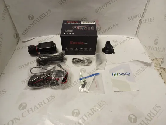 BOXED KUSSLA FRONT, REAR AND INSIDE DASH CAM - MODEL X30 - WITH ACCESSORIES, CABLES AND INSTRUCTIONS