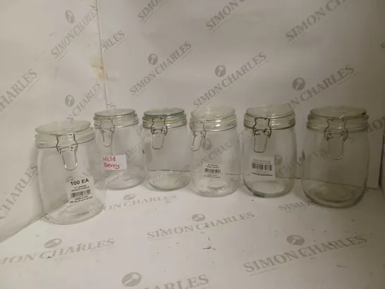 6 GLASS SEALABLE JARS 