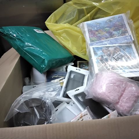 PALLET OF 5 BOXES CONTAINING ASSORTED ITEMS INCLUDING MOBILE PHONE CASES, PUZZLE SETS,  BEAUTY KITS, CARDS, MEASURING TOOLS ETC