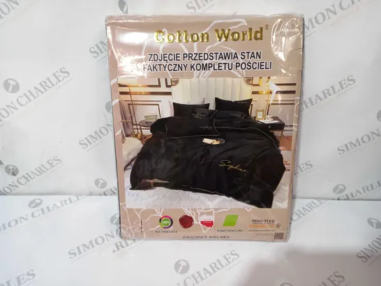 COTTON WORLD DUVET SET IN BLACK - SIZE UNSPECIFIED