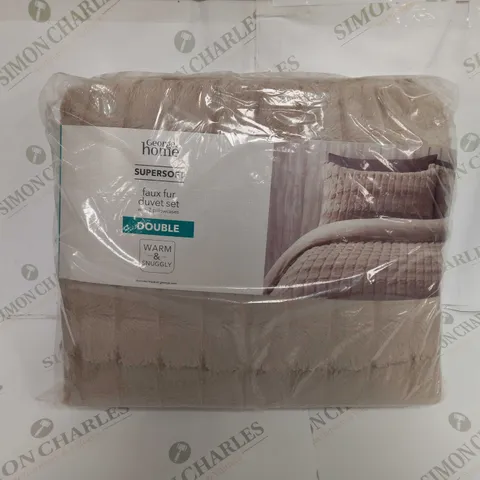 BRAND NEW SUPERSOFT FAUX FUR DUVET SET WITH 2 PILLOWCASES IN GREY FOR DOUBLE BED 