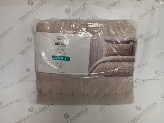 BRAND NEW SUPERSOFT FAUX FUR DUVET SET WITH 2 PILLOWCASES IN GREY FOR DOUBLE BED 